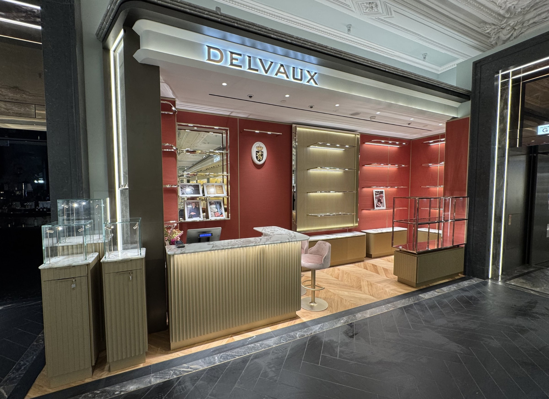 Delvaux Harrods storefront — luxury boutique fit-out